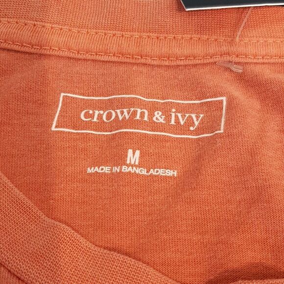 Crown & Ivy Spice Rust Cotton and Green Cast Tee Shirts Bundle of 2 - Picture 4 of 8